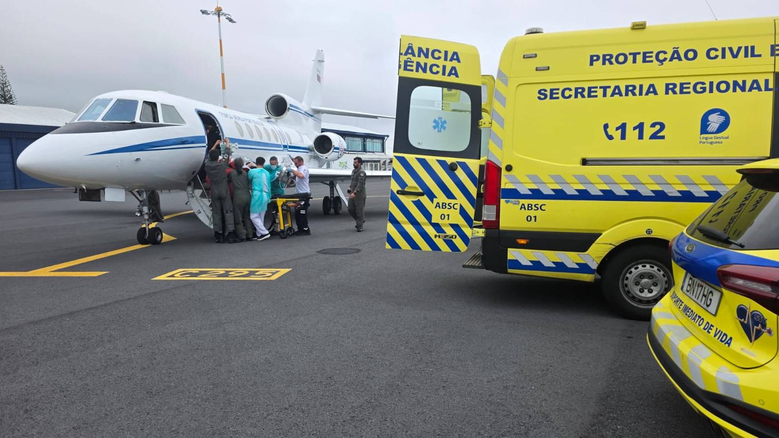 Falcon 50 realiza tr�s transportes no mesmo dia